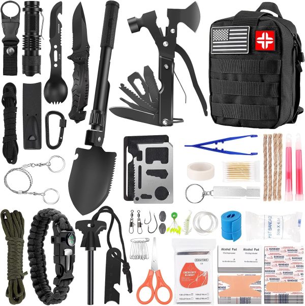 142-Piece Survival Kit and First Aid Gear for Outdoor Adventures