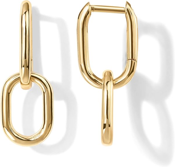 14K Gold Convertible Huggie Earrings with Cubic Zirconia and Two-Toned Design