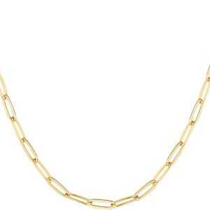 14K Gold Plated Paperclip Chain Necklace for Women - Adjustable Link Design