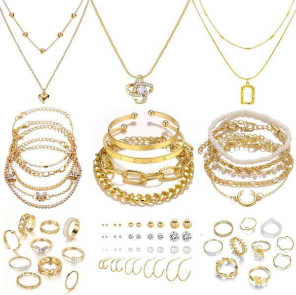 Elegant 36 PCS Gold Plated Jewelry Set for Women - Perfect Gift Ideas