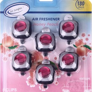 Air Jungles Honey Peach Scent Car Air Freshener Clips - Long Lasting Odor Eliminator