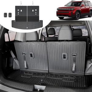 All-Weather Black Rear Cargo Mat for 2024-2025 Hyundai Santa Fe Accessories