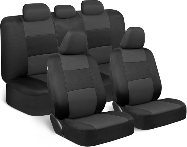 BDK PolyPro Charcoal Car Seat Covers Full Set - Easy Installation for SUVs and Trucks