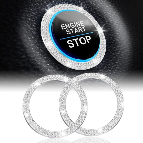 Bling Car Interior Accessories: Rhinestone Engine Start Stop Decoration Rings for Women