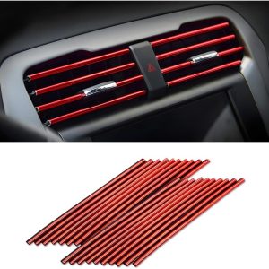 Car Air Conditioner Decoration Strips - Universal Waterproof Vent Trim (Red)