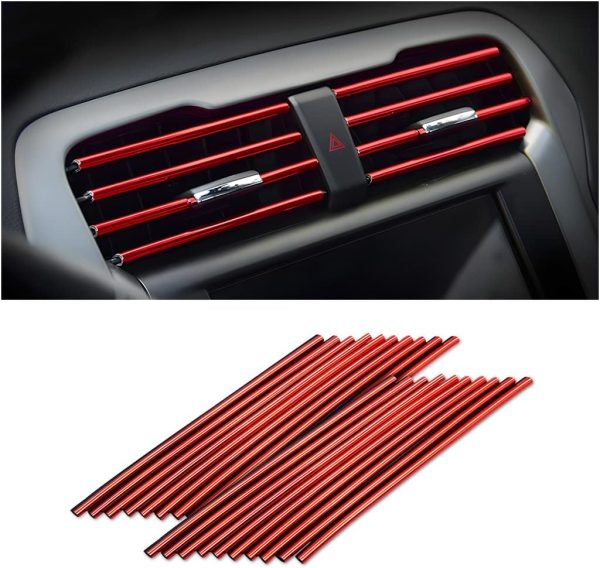 Car Air Conditioner Decoration Strips - Universal Waterproof Vent Trim (Red)