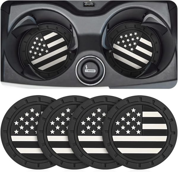 Car Cup Holder Coasters - American Flag Design, Shockproof & Anti-Slip Mat