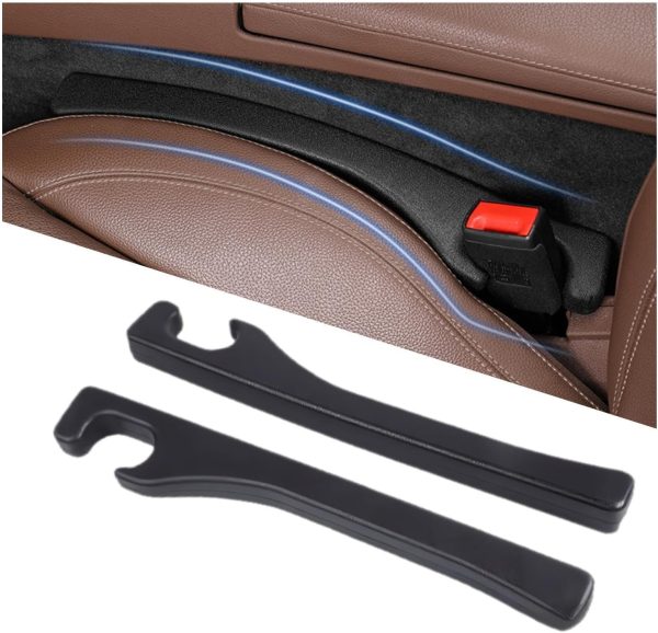 Car Seat Gap Filler 2 Pack - PU Leather Console Plug for Universal Fit