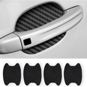 Carbon Fiber Car Door Cup Protectors - 4PCS Anti-Scratch Film Set