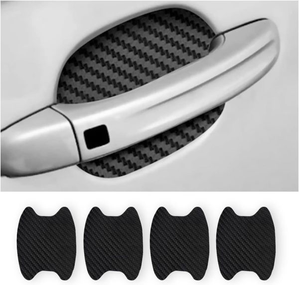 Carbon Fiber Car Door Cup Protectors - 4PCS Anti-Scratch Film Set