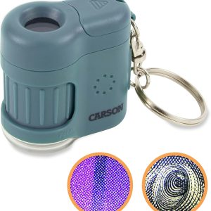 Carson MicroMini 20x Pocket Microscope with UV and LED Flashlight - Blue (MM-280B)