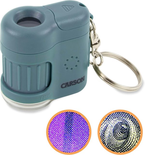 Carson MicroMini 20x Pocket Microscope with UV and LED Flashlight - Blue (MM-280B)