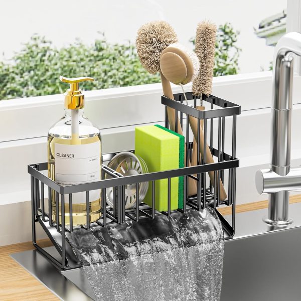 Cisily Kitchen Sink Caddy: Rustproof Organizer and Sponge Holder for Easy Storage