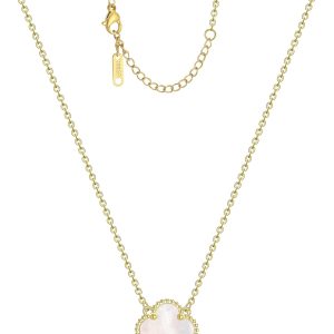 Clover Pendant Necklace: 18K Gold Plated Lucky Gift for Women