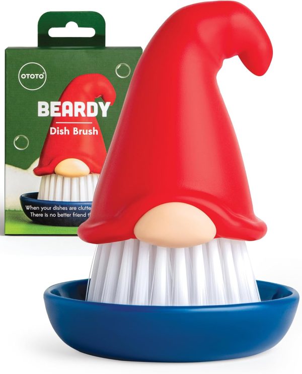 Cute Gnome Beardy Dish Brush - Quirky Kitchen Gift for Women