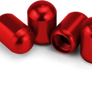 Durable 4PCS Red Tire Valve Stem Caps for Cars, SUVs, and Bikes