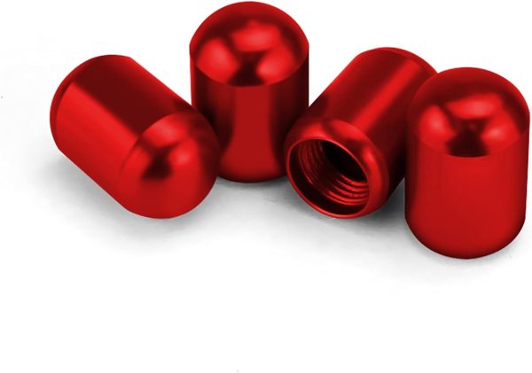 Durable 4PCS Red Tire Valve Stem Caps for Cars, SUVs, and Bikes