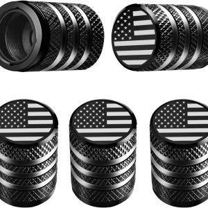 Durable American Flag Tire Valve Stem Caps - 5 Pack for Vehicles