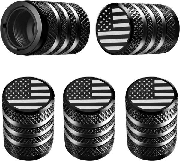 Durable American Flag Tire Valve Stem Caps - 5 Pack for Vehicles