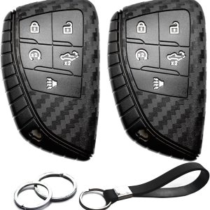 Durable Carbon Fiber Key Fob Cover for Chevy GMC Silverado Sierra Accessories