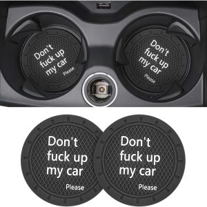 Durable Non-Slip PVC Cup Holder Coasters for Cars - 2 Pack Black