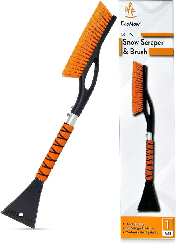 EcoNour 27" Aluminum Snow Brush and Ice Scraper for Winter Car Care