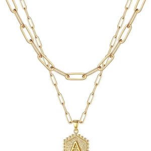 Elegant 14K Gold Layering Necklace for Women - Cute Hexagon Initial Design