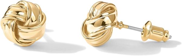 Elegant 14K Gold Plated Love Knot Stud Earrings for Women