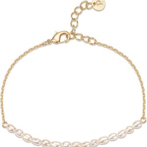 Elegant 18K Gold Plated Freshwater Pearl Bracelet for Women - Dainty Design