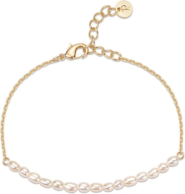 Elegant 18K Gold Plated Freshwater Pearl Bracelet for Women - Dainty Design