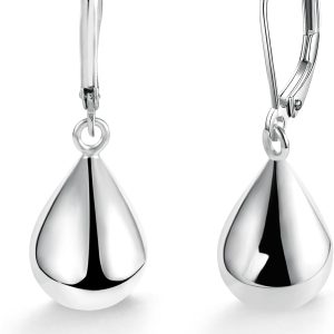 Elegant 925 Sterling Silver Teardrop Leverback Earrings for Women and Girls