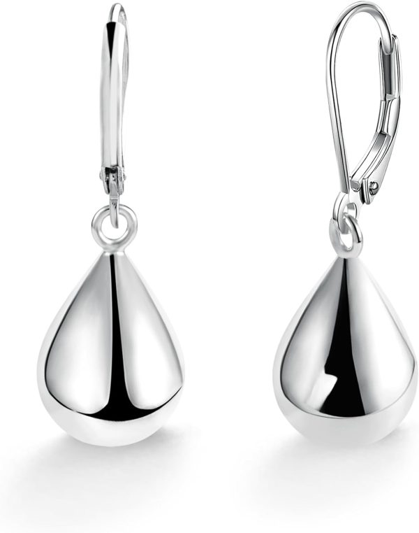 Elegant 925 Sterling Silver Teardrop Leverback Earrings for Women and Girls