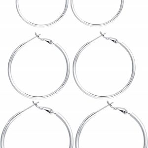 Elegant Sterling Silver Hoop Earrings Set - Perfect Valentine's Day Gift for Her