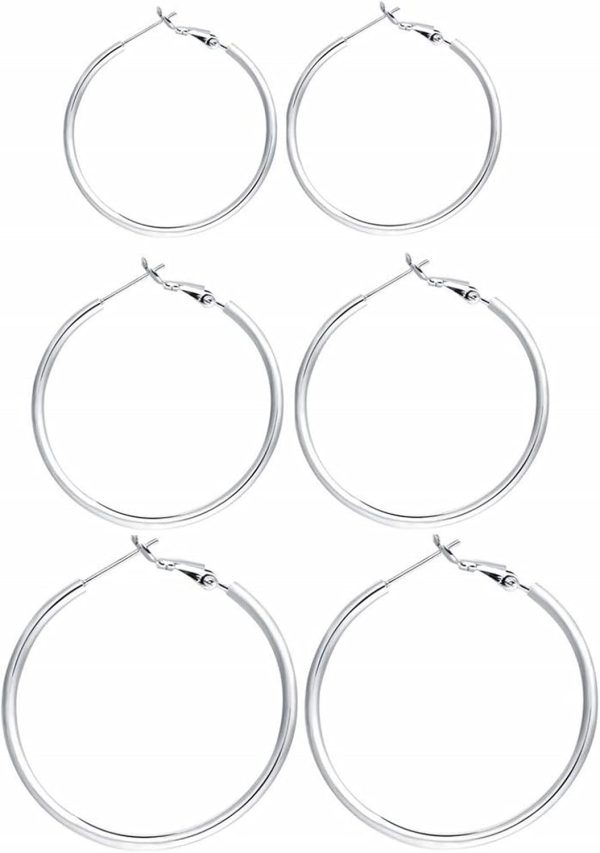 Elegant Sterling Silver Hoop Earrings Set - Perfect Valentine's Day Gift for Her