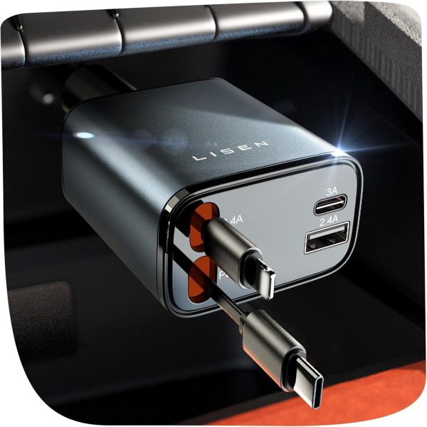 Fast Charging LISEN USB C Car Charger for iPhone 16 and Android Devices