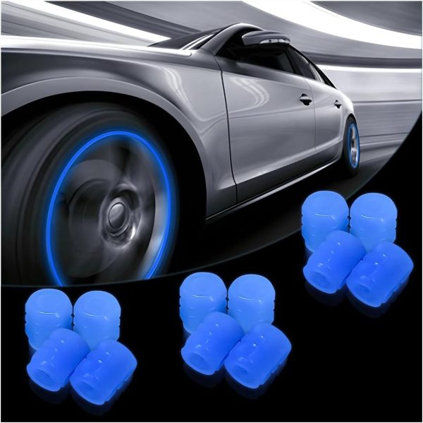 Fluorescent Tire Valve Caps: Illuminate Your Car with 12PCS Blue Accessories