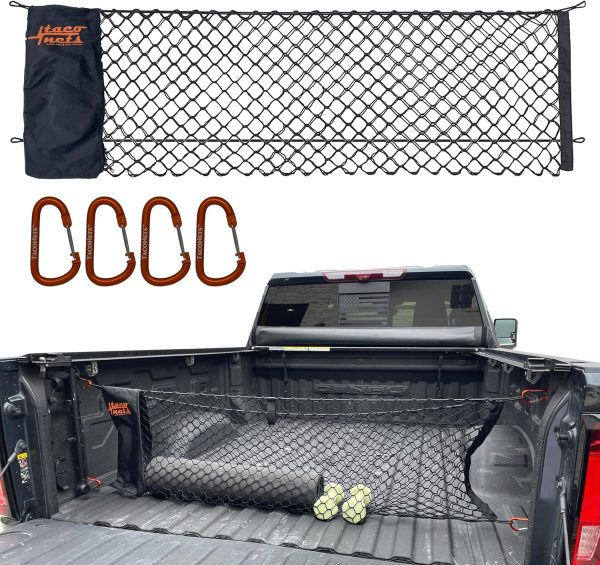 GMC Sierra & Chevy Silverado Truck Bed Cargo Net - Heavy Duty, Upgraded Design