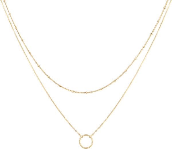 Handmade 18k Gold Plated Layered Heart Necklace for Women - Dainty Choker