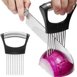 JAYVAR Onion Holder and Slicer for Effortless Vegetable and Fruit Cutting