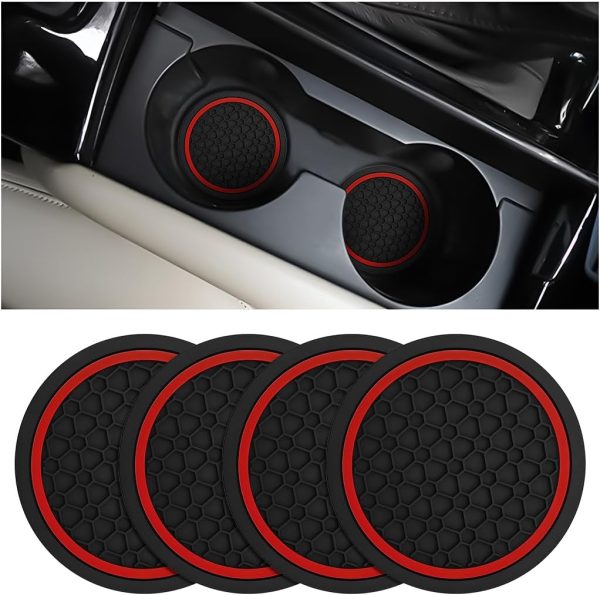 Mandark 4PCS Non-Slip Car Cup Holder Coasters for Vehicles and Trucks