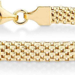 Miabella 18K Gold Over Sterling Silver Italian Mesh Link Chain Bracelet for Women