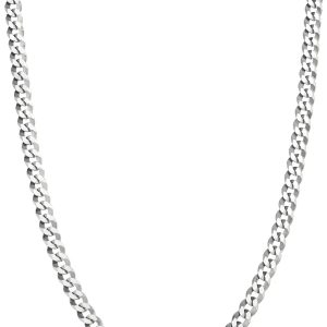 Miabella 3.5mm Diamond Cut Cuban Link Chain Necklace in Solid 925 Silver