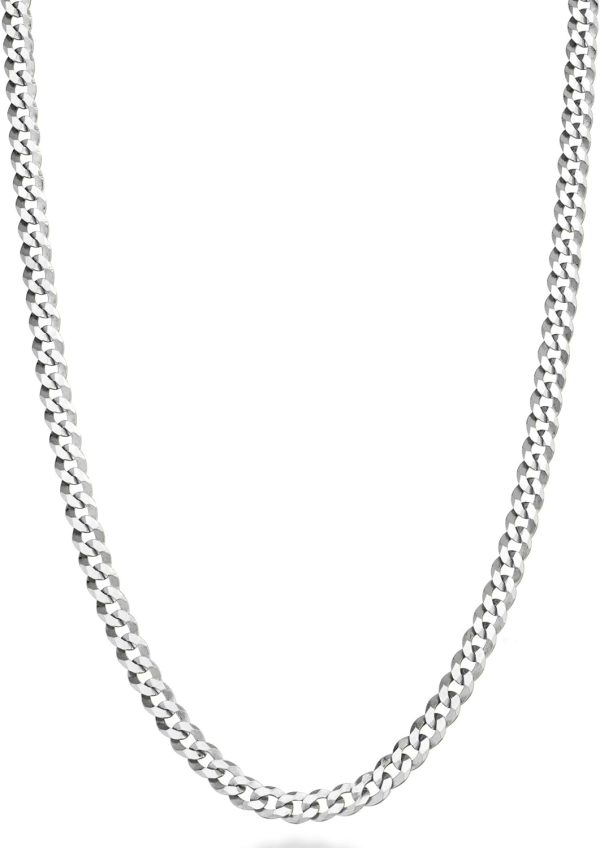 Miabella 3.5mm Diamond Cut Cuban Link Chain Necklace in Solid 925 Silver