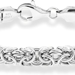 Miabella 925 Sterling Silver Byzantine Bracelet for Women - Handmade in Italy