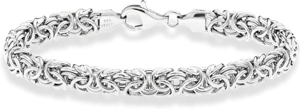 Miabella 925 Sterling Silver Byzantine Bracelet for Women - Handmade in Italy