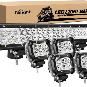 Nilight 20-Inch 126W LED Light Bar & 4PCS 18W Fog Pods for Off-Road