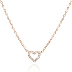 PAVOI 14K Gold Plated Heart Necklace: Cute Dainty Love Pendant for Women