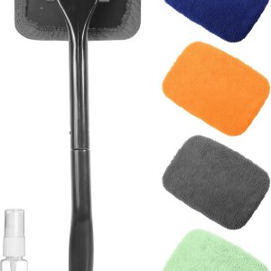 RACOONA Car Window Cleaner Tool with Extendable Handle and Microfiber Cloth