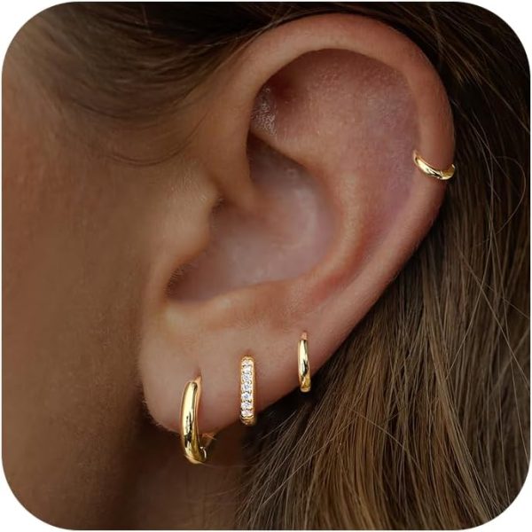 Small Gold Huggie Hoop Earrings Set - Hypoallergenic and Trendy Jewelry for All