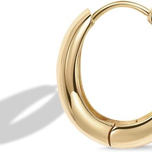 Stylish 14K Gold Plated Chunky Hoop Earrings for Women - Lightweight & Chic